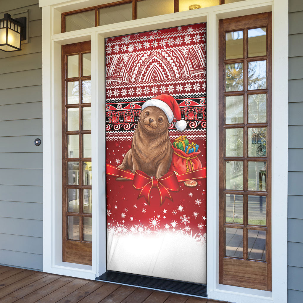 New Zealand Kekeno Seal Christmas Door Cover Maori Inspired Knitted Patterns