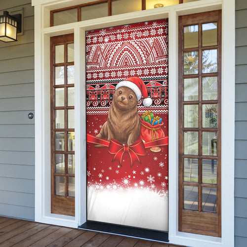 New Zealand Kekeno Seal Christmas Door Cover Maori Inspired Knitted Patterns