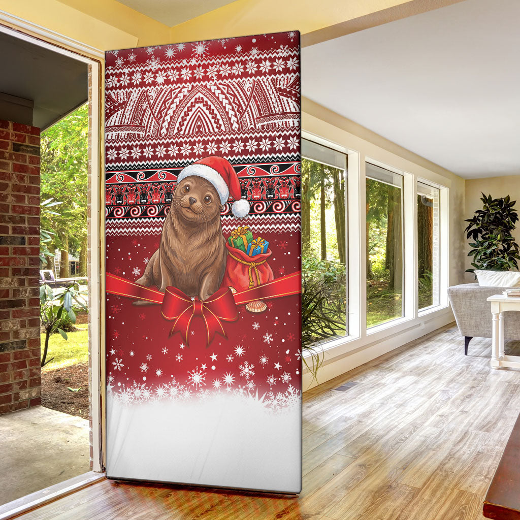 New Zealand Kekeno Seal Christmas Door Cover Maori Inspired Knitted Patterns