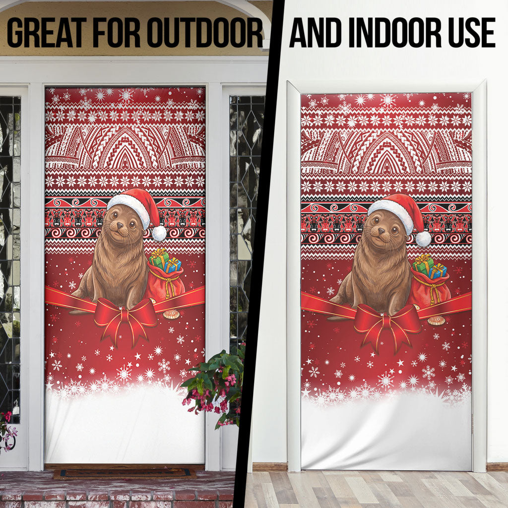 New Zealand Kekeno Seal Christmas Door Cover Maori Inspired Knitted Patterns