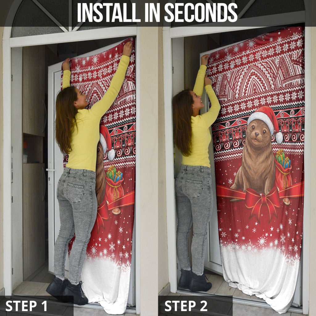 New Zealand Kekeno Seal Christmas Door Cover Maori Inspired Knitted Patterns