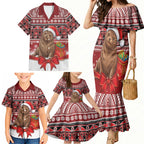 New Zealand Kekeno Seal Christmas Family Matching Mermaid Dress and Hawaiian Shirt Maori Inspired Knitted Patterns