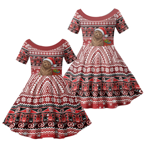 New Zealand Kekeno Seal Christmas Family Matching Mermaid Dress and Hawaiian Shirt Maori Inspired Knitted Patterns