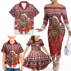 New Zealand Kekeno Seal Christmas Family Matching Off The Shoulder Long Sleeve Dress and Hawaiian Shirt Maori Inspired Knitted Patterns