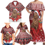 New Zealand Kekeno Seal Christmas Family Matching Off Shoulder Maxi Dress and Hawaiian Shirt Maori Inspired Knitted Patterns
