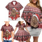 New Zealand Kekeno Seal Christmas Family Matching Off Shoulder Short Dress and Hawaiian Shirt Maori Inspired Knitted Patterns