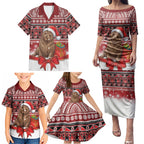 New Zealand Kekeno Seal Christmas Family Matching Puletasi and Hawaiian Shirt Maori Inspired Knitted Patterns
