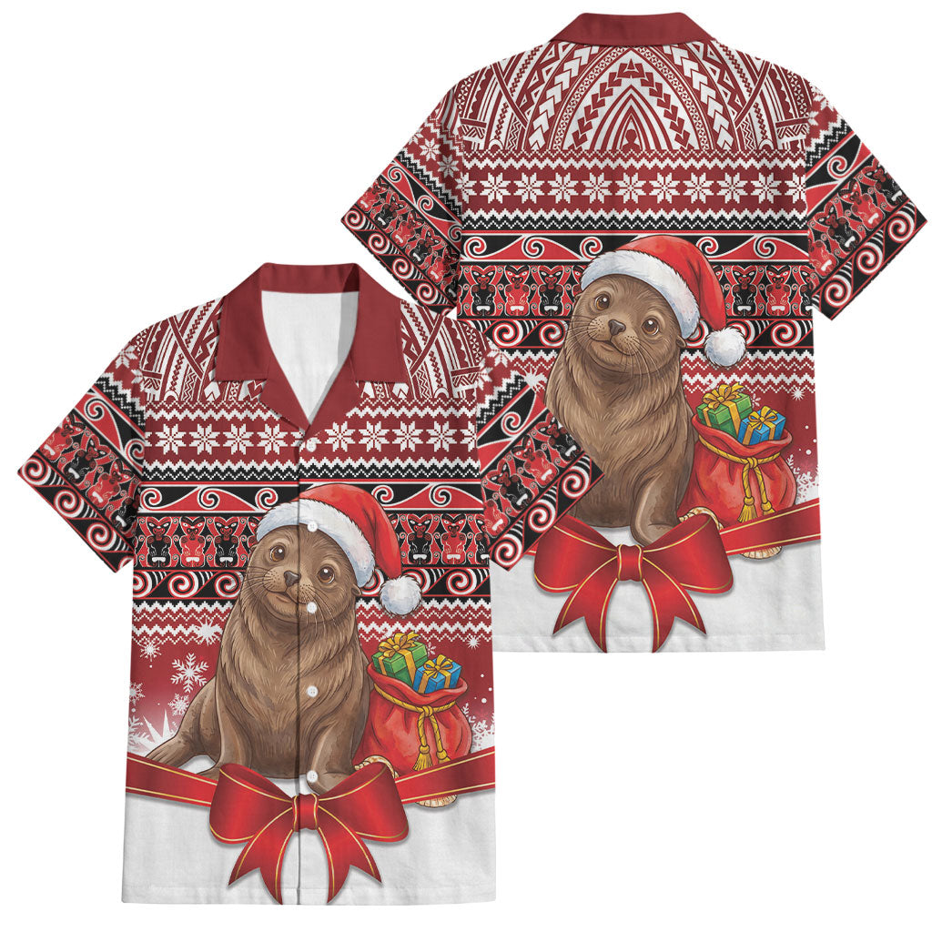 New Zealand Kekeno Seal Christmas Family Matching Puletasi and Hawaiian Shirt Maori Inspired Knitted Patterns