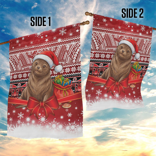 New Zealand Kekeno Seal Christmas Garden Flag Maori Inspired Knitted Patterns