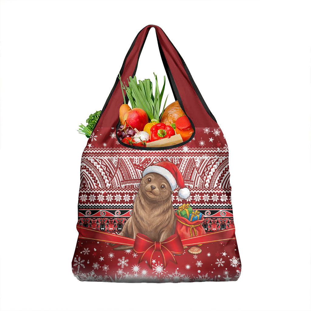 New Zealand Kekeno Seal Christmas Grocery Bag Maori Inspired Knitted Patterns