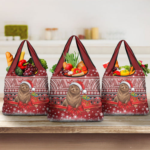 New Zealand Kekeno Seal Christmas Grocery Bag Maori Inspired Knitted Patterns