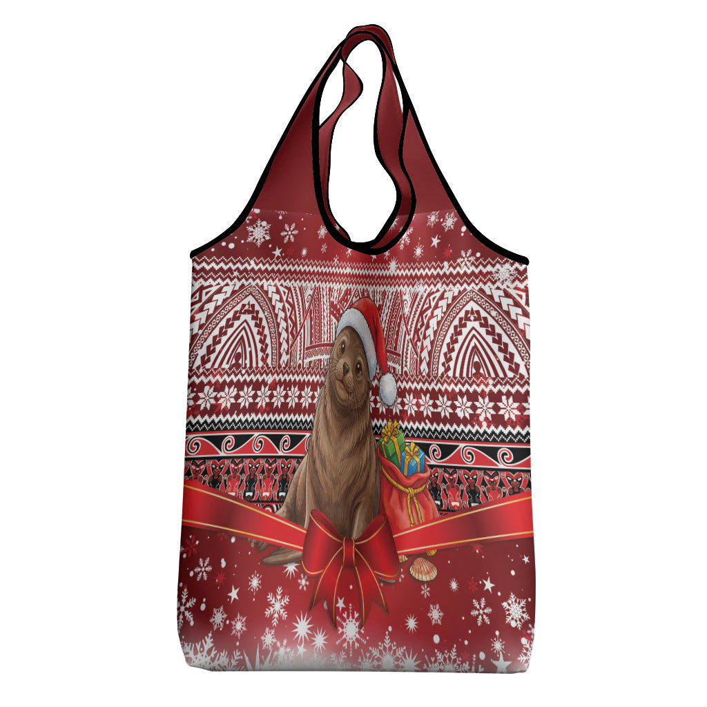 New Zealand Kekeno Seal Christmas Grocery Bag Maori Inspired Knitted Patterns