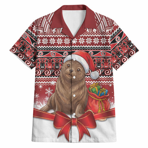 New Zealand Kekeno Seal Christmas Hawaiian Shirt Maori Inspired Knitted Patterns