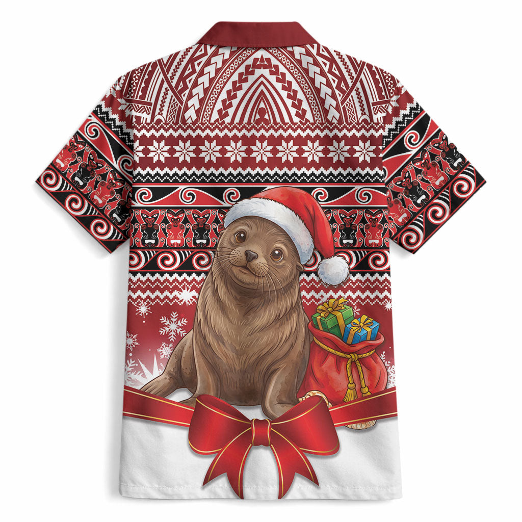 New Zealand Kekeno Seal Christmas Hawaiian Shirt Maori Inspired Knitted Patterns