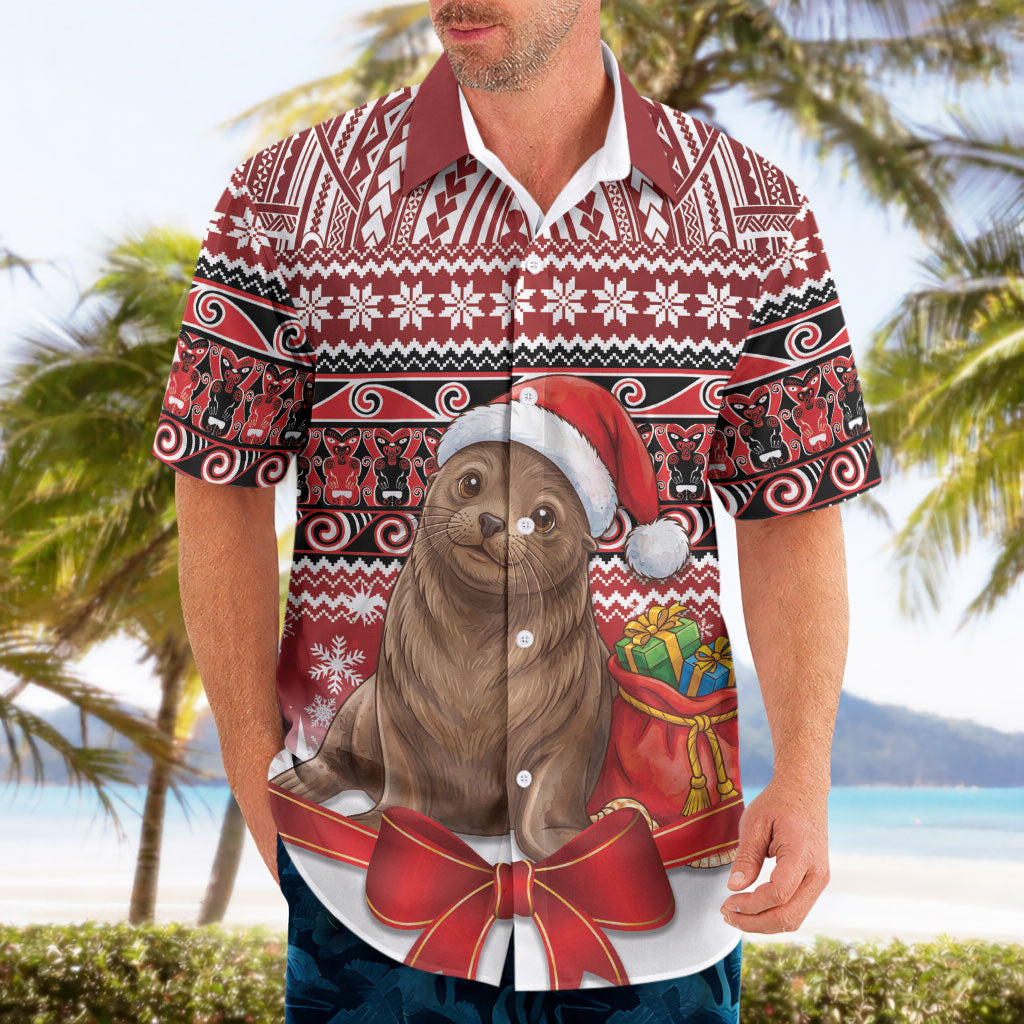 New Zealand Kekeno Seal Christmas Hawaiian Shirt Maori Inspired Knitted Patterns