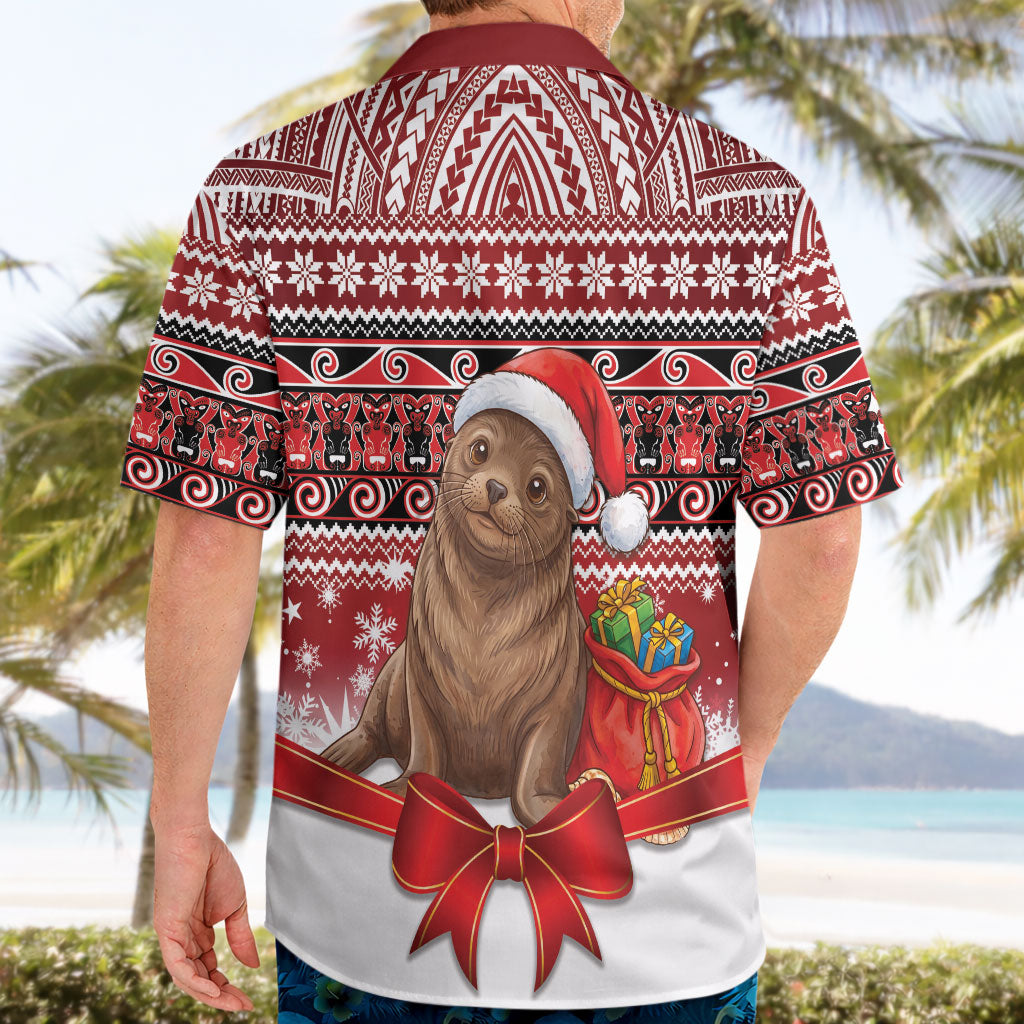 New Zealand Kekeno Seal Christmas Hawaiian Shirt Maori Inspired Knitted Patterns