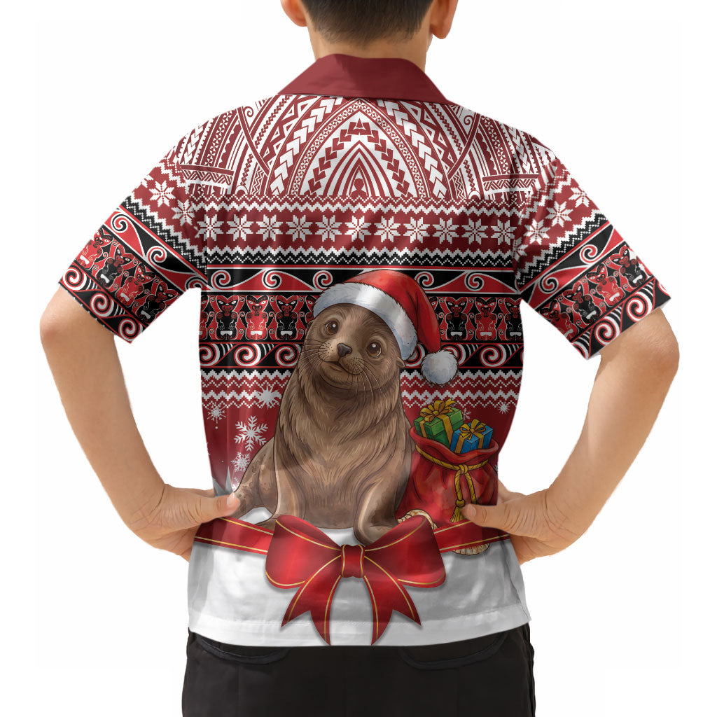 New Zealand Kekeno Seal Christmas Hawaiian Shirt Maori Inspired Knitted Patterns