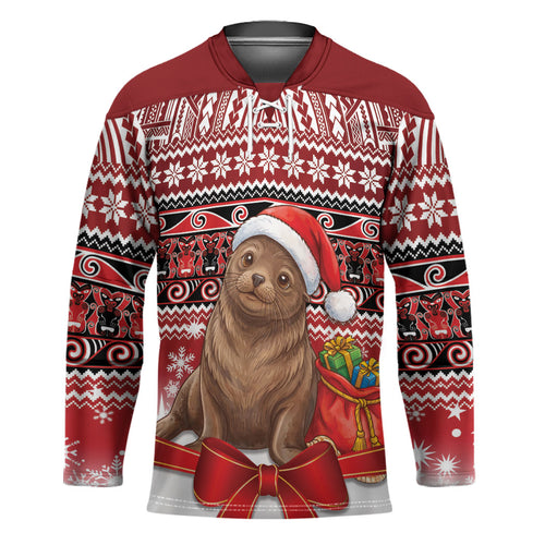 New Zealand Kekeno Seal Christmas Hockey Jersey Maori Inspired Knitted Patterns