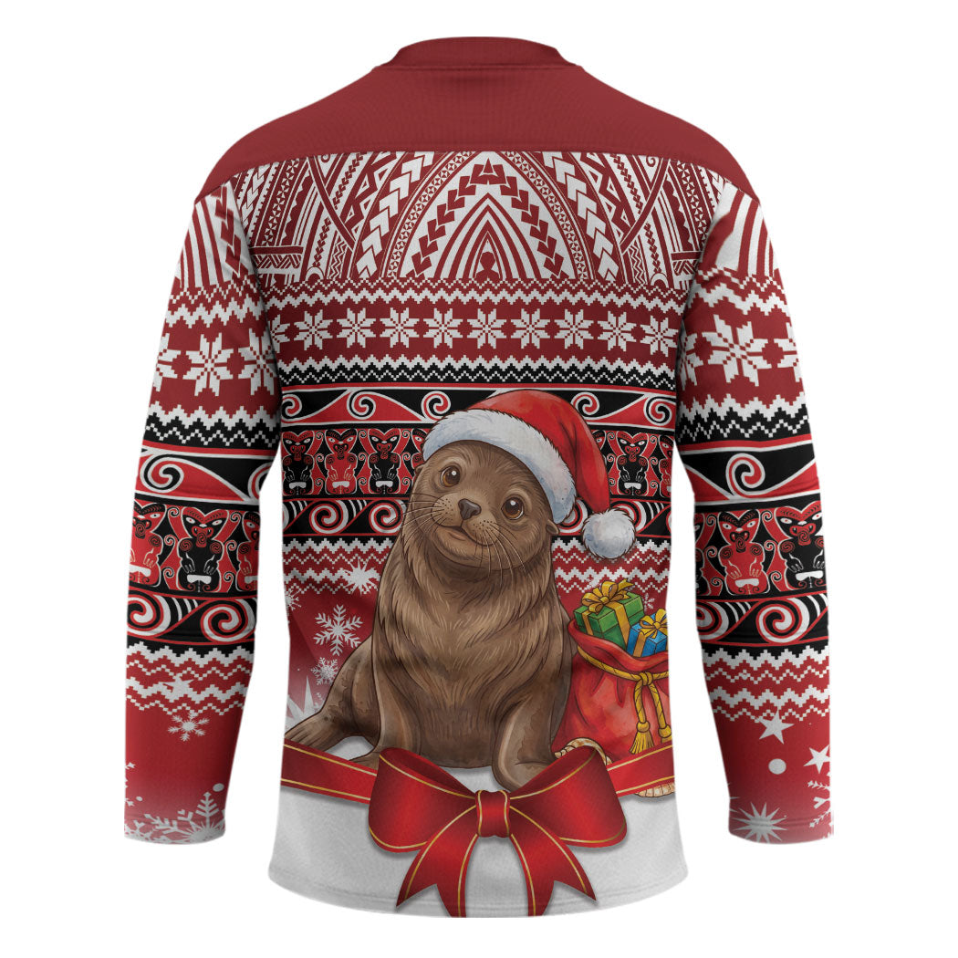 New Zealand Kekeno Seal Christmas Hockey Jersey Maori Inspired Knitted Patterns