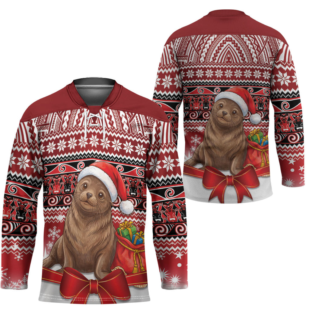 New Zealand Kekeno Seal Christmas Hockey Jersey Maori Inspired Knitted Patterns