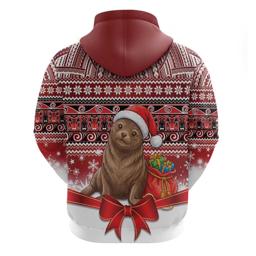 New Zealand Kekeno Seal Christmas Hoodie Maori Inspired Knitted Patterns