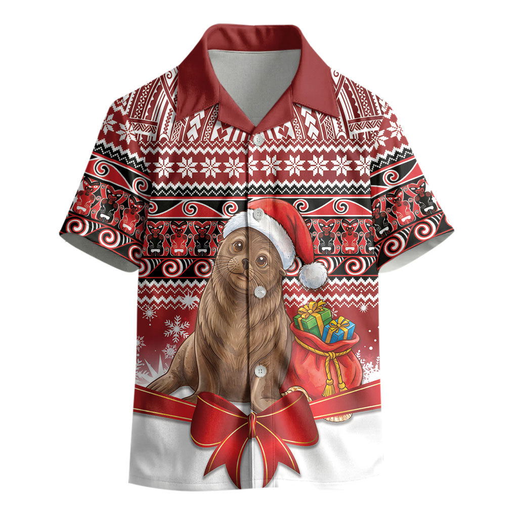 New Zealand Kekeno Seal Christmas Kid Hawaiian Shirt Maori Inspired Knitted Patterns