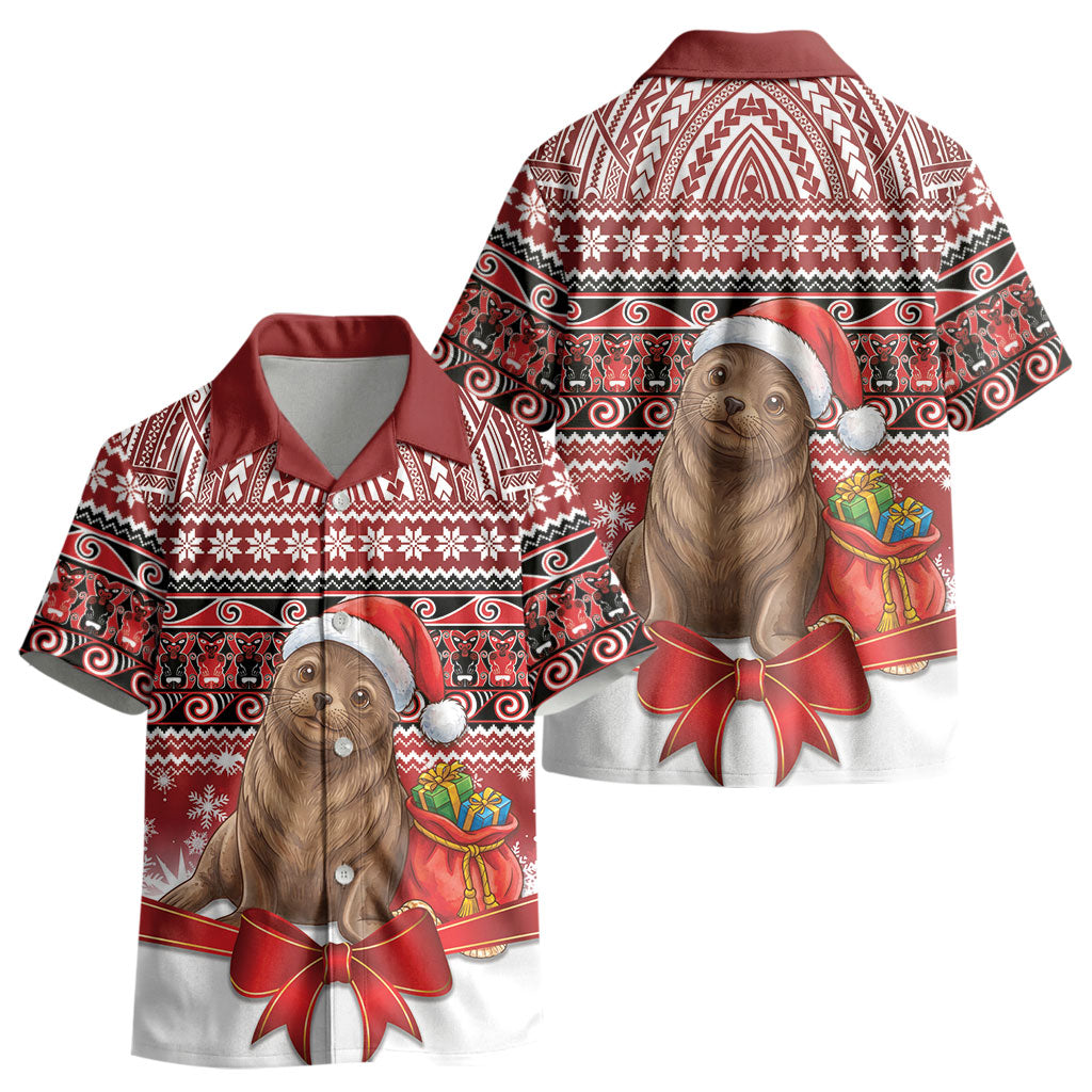 New Zealand Kekeno Seal Christmas Kid Hawaiian Shirt Maori Inspired Knitted Patterns