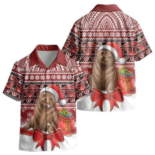New Zealand Kekeno Seal Christmas Kid Hawaiian Shirt Maori Inspired Knitted Patterns
