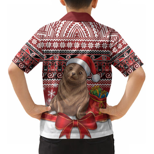 New Zealand Kekeno Seal Christmas Kid Hawaiian Shirt Maori Inspired Knitted Patterns