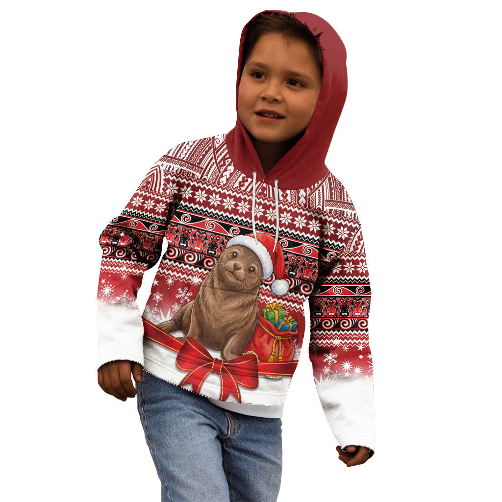 New Zealand Kekeno Seal Christmas Kid Hoodie Maori Inspired Knitted Patterns