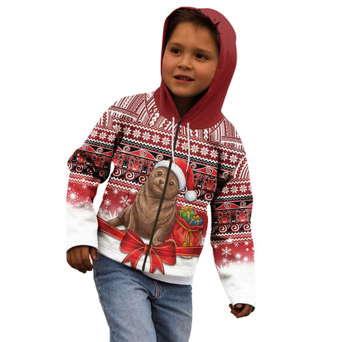 New Zealand Kekeno Seal Christmas Kid Hoodie Maori Inspired Knitted Patterns