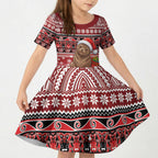 New Zealand Kekeno Seal Christmas Kid Short Sleeve Dress Maori Inspired Knitted Patterns