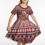 New Zealand Kekeno Seal Christmas Kid Short Sleeve Dress Maori Inspired Knitted Patterns