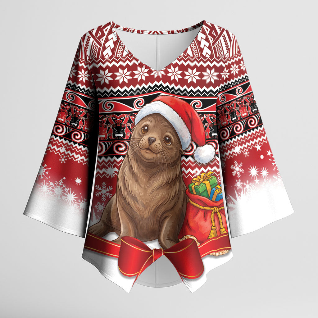 New Zealand Kekeno Seal Christmas Kimono Sleeve Blouse Maori Inspired Knitted Patterns