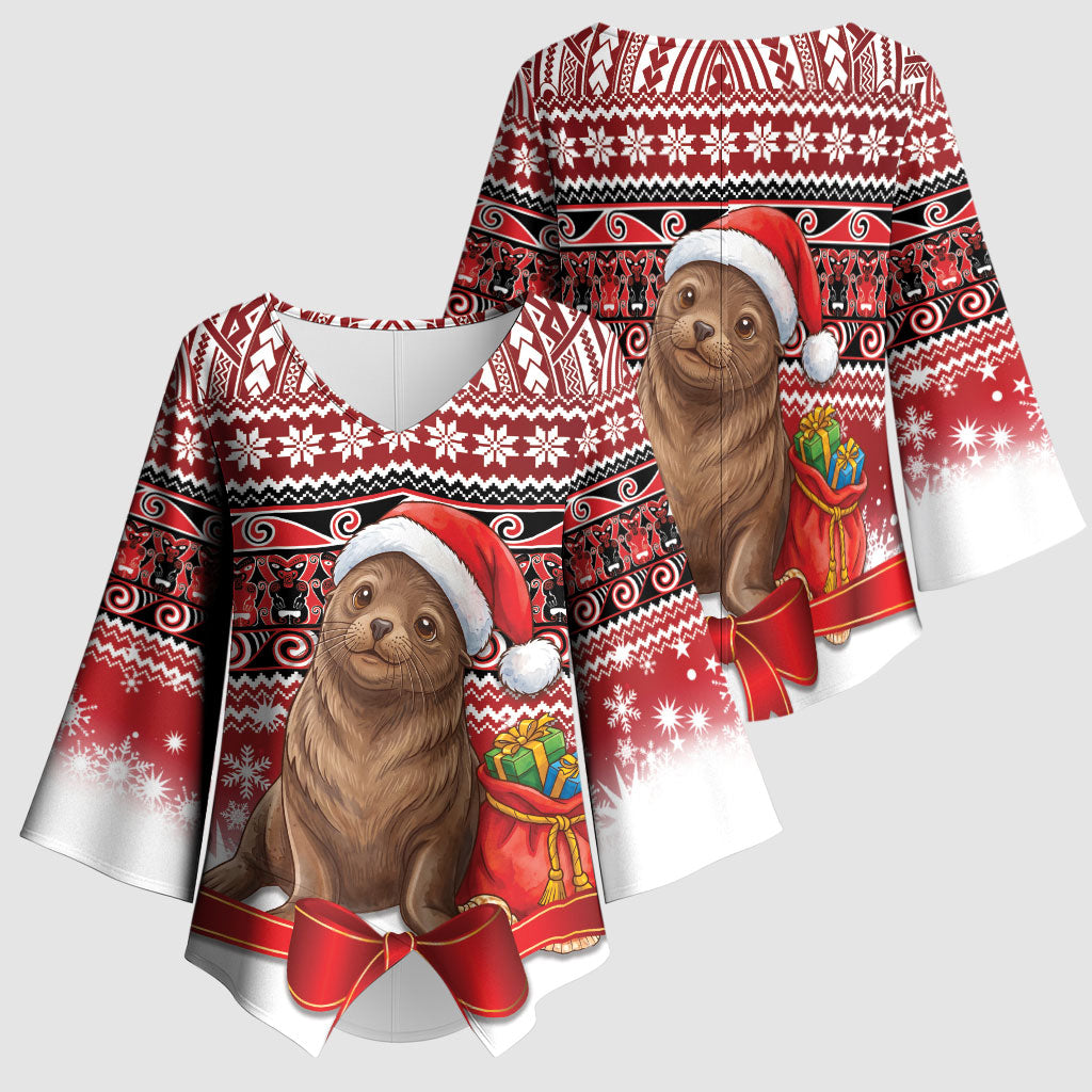 New Zealand Kekeno Seal Christmas Kimono Sleeve Blouse Maori Inspired Knitted Patterns