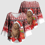 New Zealand Kekeno Seal Christmas Kimono Sleeve Blouse Maori Inspired Knitted Patterns