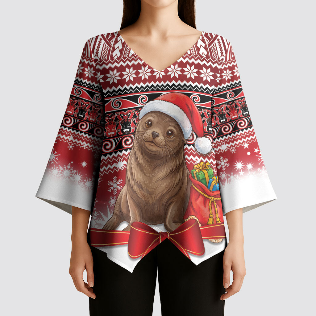 New Zealand Kekeno Seal Christmas Kimono Sleeve Blouse Maori Inspired Knitted Patterns
