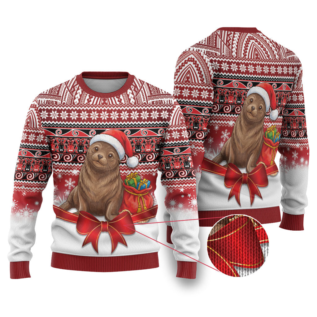 New Zealand Kekeno Seal Christmas Ugly Christmas Sweater Maori Inspired Knitted Patterns