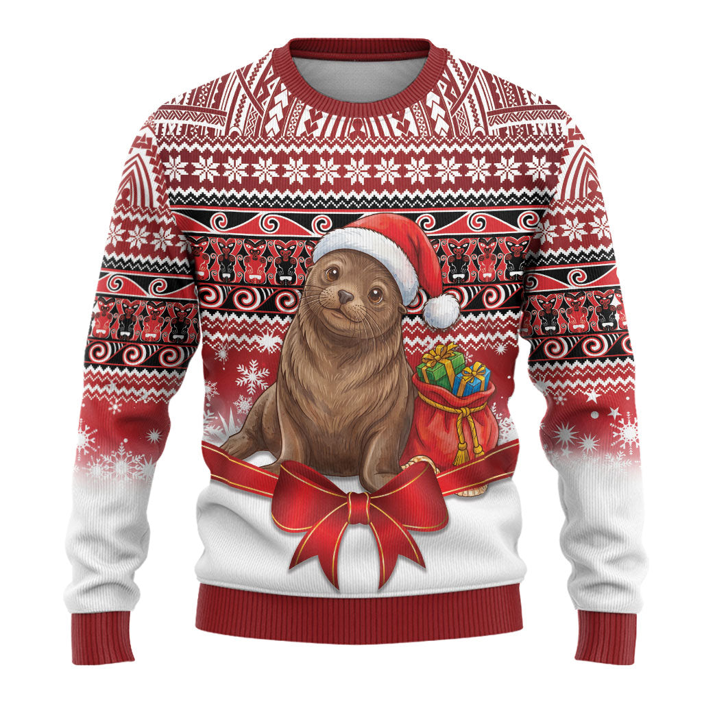 New Zealand Kekeno Seal Christmas Ugly Christmas Sweater Maori Inspired Knitted Patterns