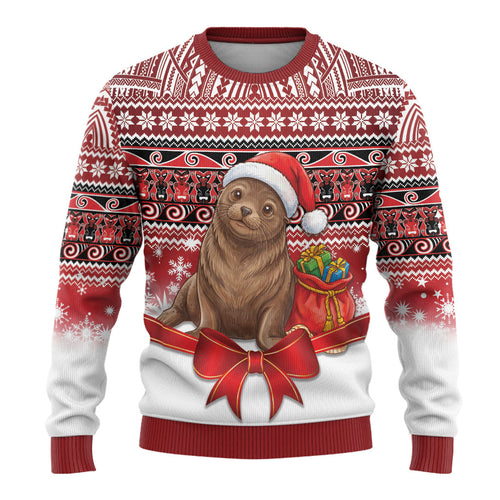 New Zealand Kekeno Seal Christmas Ugly Christmas Sweater Maori Inspired Knitted Patterns