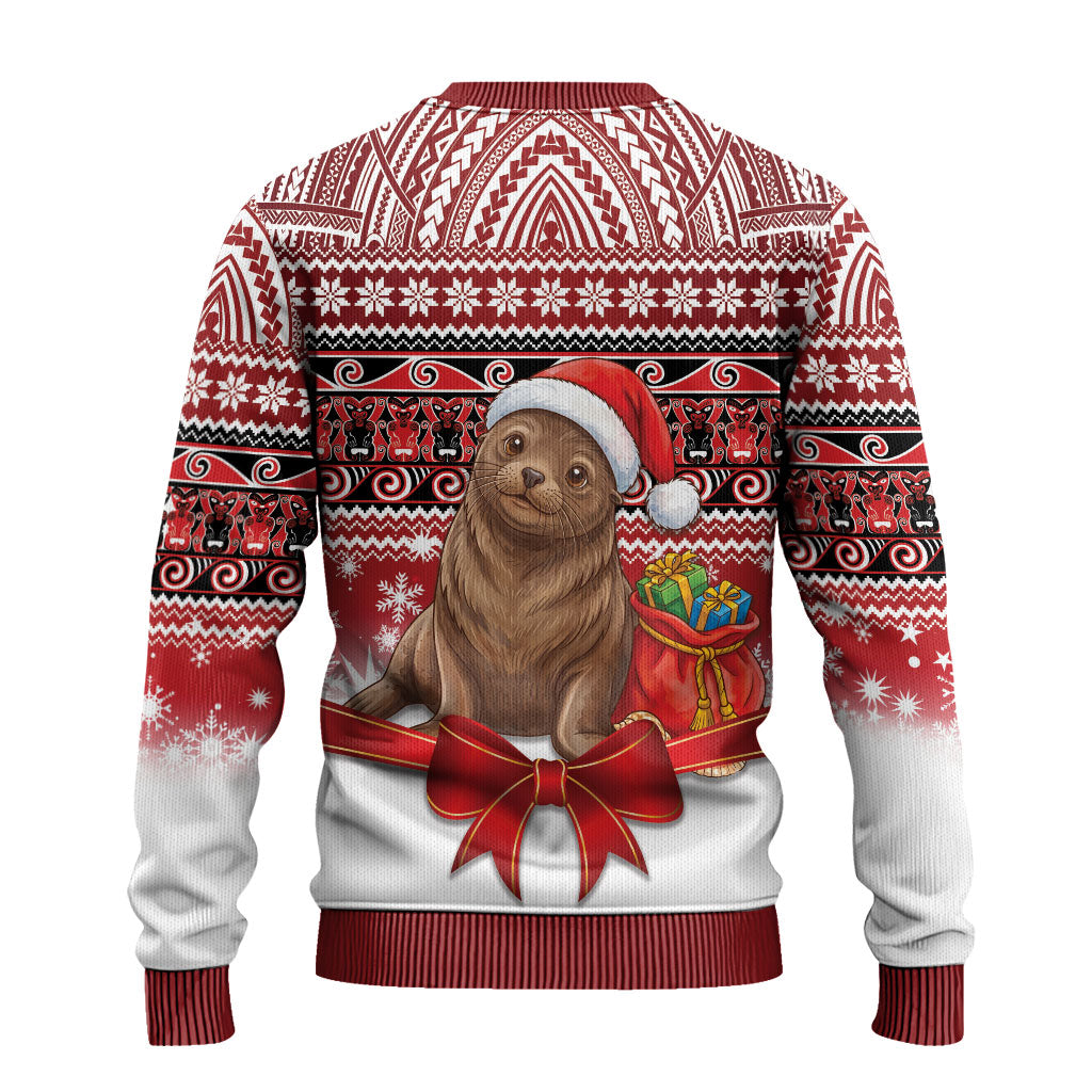 New Zealand Kekeno Seal Christmas Ugly Christmas Sweater Maori Inspired Knitted Patterns