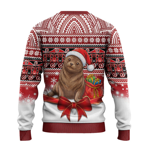 New Zealand Kekeno Seal Christmas Ugly Christmas Sweater Maori Inspired Knitted Patterns