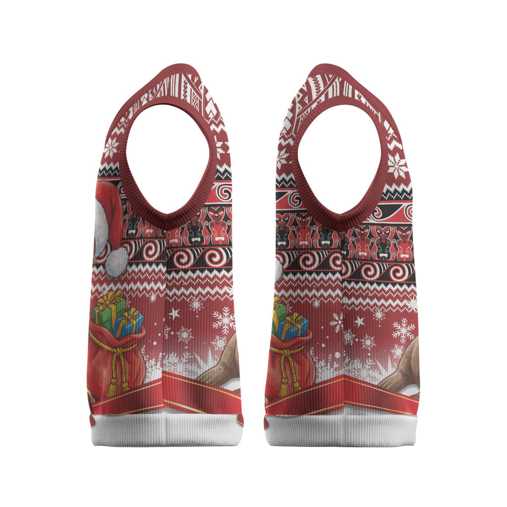 New Zealand Kekeno Seal Christmas Knitted V-Neck Vest Maori Inspired Knitted Patterns
