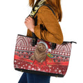 New Zealand Kekeno Seal Christmas Leather Tote Bag Maori Inspired Knitted Patterns
