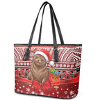 New Zealand Kekeno Seal Christmas Leather Tote Bag Maori Inspired Knitted Patterns