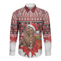 New Zealand Kekeno Seal Christmas Long Sleeve Button Shirt Maori Inspired Knitted Patterns