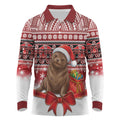New Zealand Kekeno Seal Christmas Long Sleeve Polo Shirt Maori Inspired Knitted Patterns