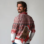 New Zealand Kekeno Seal Christmas Long Sleeve Polo Shirt Maori Inspired Knitted Patterns