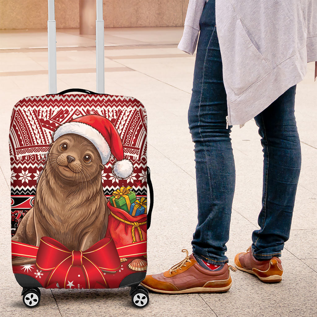 New Zealand Kekeno Seal Christmas Luggage Cover Maori Inspired Knitted Patterns
