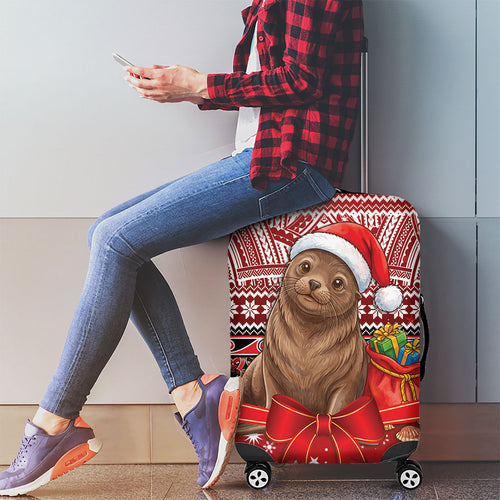 New Zealand Kekeno Seal Christmas Luggage Cover Maori Inspired Knitted Patterns